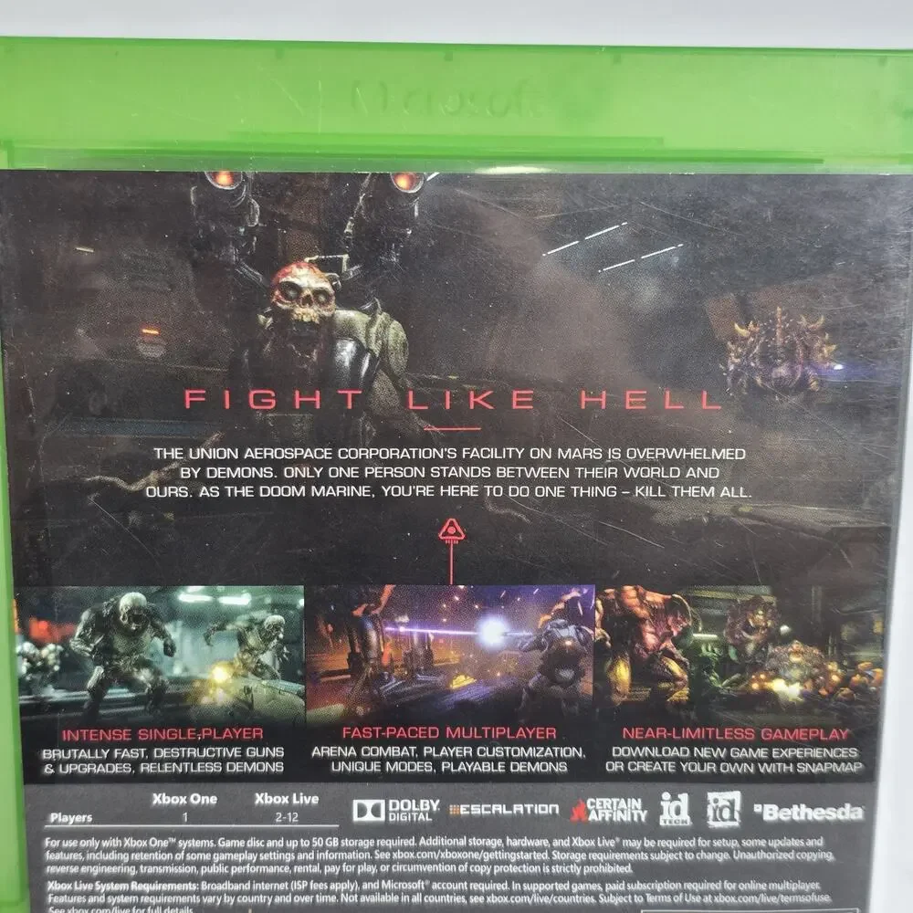 Doom (Microsoft Xbox One, 2016) CIB Complete Game Disc, Case & Manual